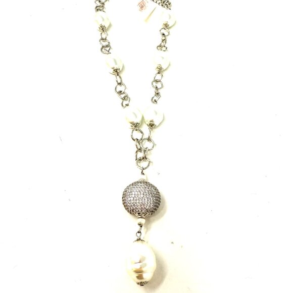 😍New! Anita K Mobe Pearl and CZ Necklace - Picture 2 of 2